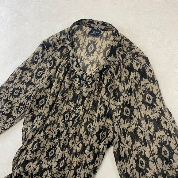 Faded Glory Print Camp Loop Straps Belted Top Medium 8/10 - Picture 2 of 10